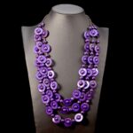 Collier Fantaisie en Bois Style Bohème Vintage violet