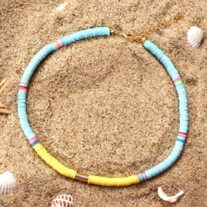 Collier Surfeur Bicolore jaune bleu clair