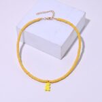 Collier Surfeur Coloré à Pendentif Ourson jaune