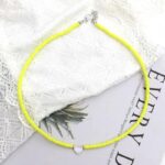 Collier Surfeur Couleur Unie Pendentif Coeur jaune