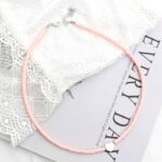 Collier Surfeur Couleur Unie Pendentif Coeur rose