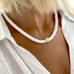 Collier Surfeur Disques Colorés Pendentif Œil blanc