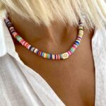 Collier Surfeur Disques Colorés Pendentif Œil multicolore