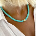 Collier Surfeur Disques Colorés Pendentif Œil turquoise