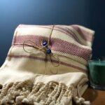 Fouta de Plage Coton Naturel Motifs Vintage violet