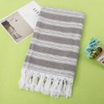 Fouta de Plage en Coton Coloré à Franges gris