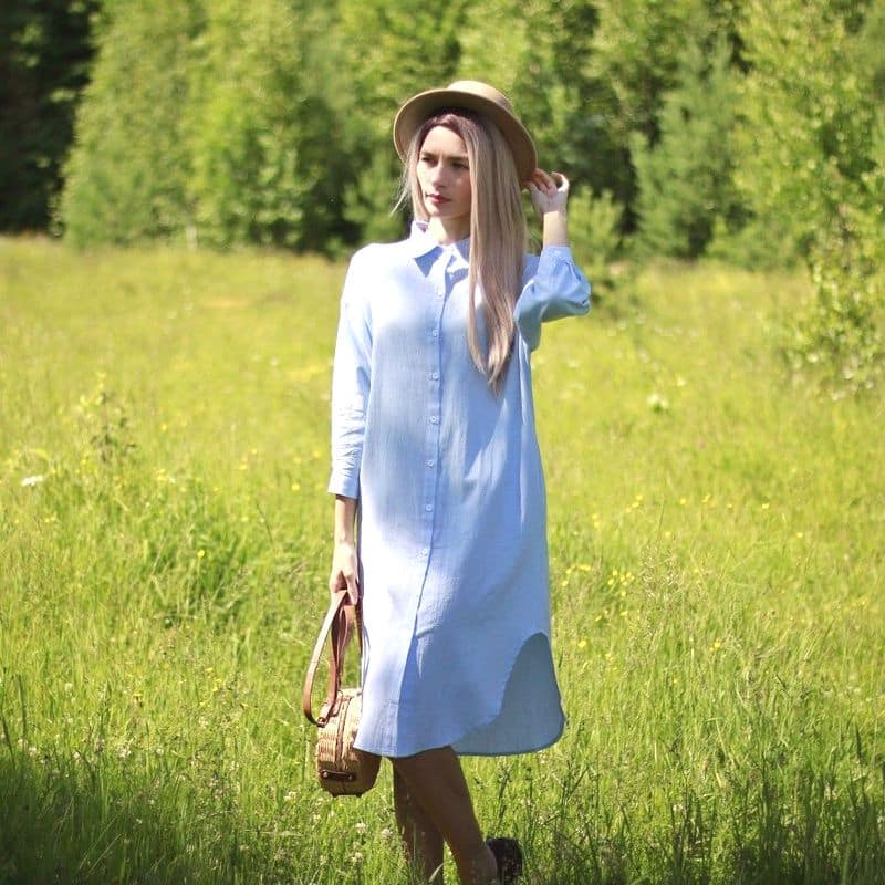 Longue Robe Chemise en Coton et Lin lifestyle 2