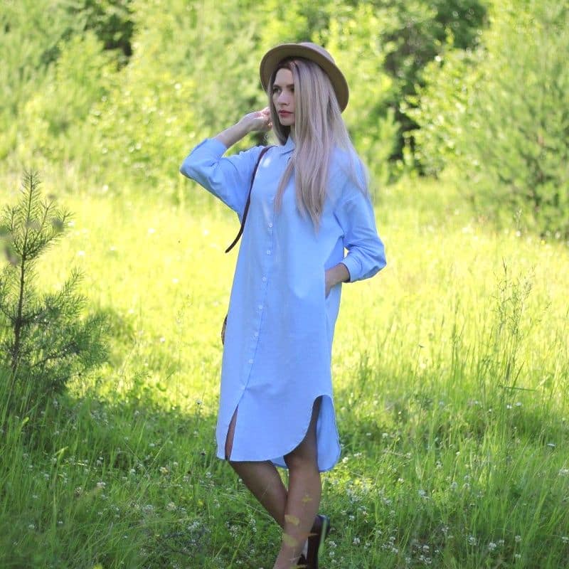 Longue Robe Chemise en Coton et Lin lifestyle 3