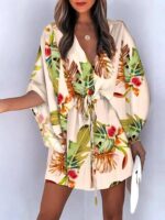 Robe Chemise Courte Manches Chauve-souris modele B