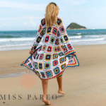 Robe Kimono en Crochet Coloré et Manches Longues detail 1