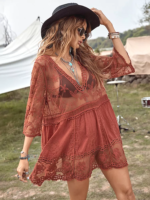 Robe bohème courte à dentelles transparentes produit