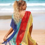 Robe de Plage Courte Transparente en Crochet Multicolore detail 1