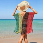 Robe de Plage Courte Transparente en Crochet Multicolore detail 2