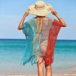 Robe de Plage Courte Transparente en Crochet Multicolore detail 3