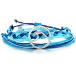Bracelet en Cordon Tissé Symbole Vague bleu