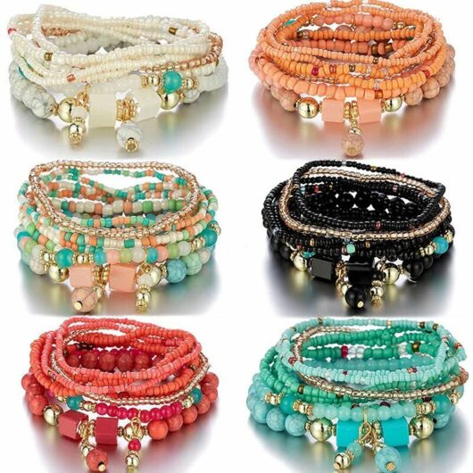 Pack de Bracelets à Pendants en Perles de Pierre PRODUIT