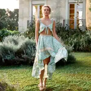 Longue Robe Asymétrique Sans Manches et Col Plongeant vert