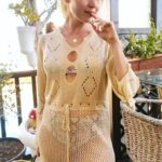 Robe de Plage Légère en Crochet beige