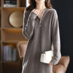 Longue Robe Pull à Capuche en Cachemire gris foncé