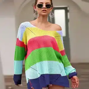 Robe Pull Courte Légère et Colorée bleu