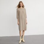 Robe Pull Semi-Longue en Cachemire Pur beige foncé