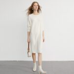 Robe Pull Semi-Longue en Cachemire Pur blanc