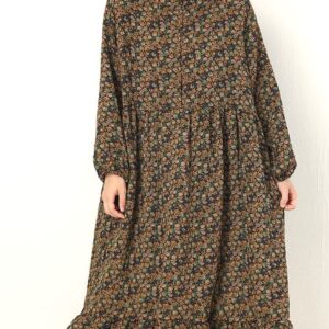 Robe Automne Extra Ample Manches Longues café