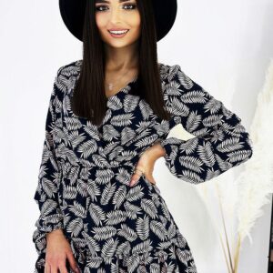 Robe Bohème Courte Mi-Saison à Volant feuille