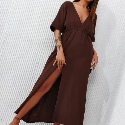 Robe Longue Fendue Décolleté Plongeant produit