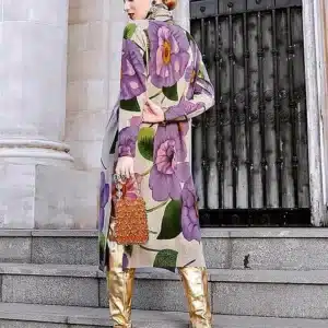 Robe Pull Fleurie à Col Roulé dos detail