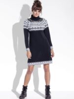 Robe Pull Hiver Jacquard Style Norvégien noir