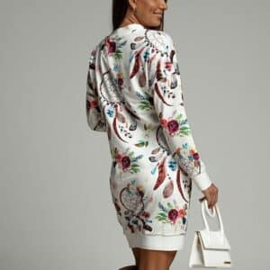 Robe Pull en Coton Motif Attrape Rêve avec Poches dos detail 1