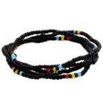 Bracelet de Cheville Long en Perles Colorées noir