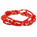 Bracelet de Cheville Long en Perles Colorées rouge